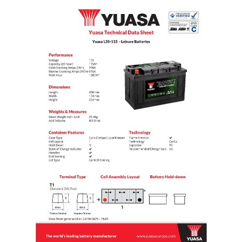 Yuasa Starter Battery L35-115