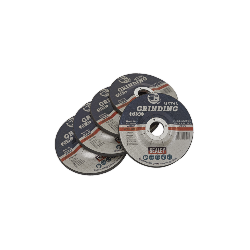 Sealey PTC/115G5 Grinding Disc Ã˜115 x 6mm Ã˜22mm Bore - Pack of 5