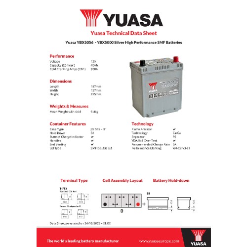 Yuasa Starter Battery YBX5056