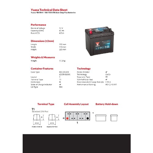 Yuasa Starter Battery YBX7014