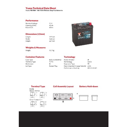 Yuasa Starter Battery YBX7054